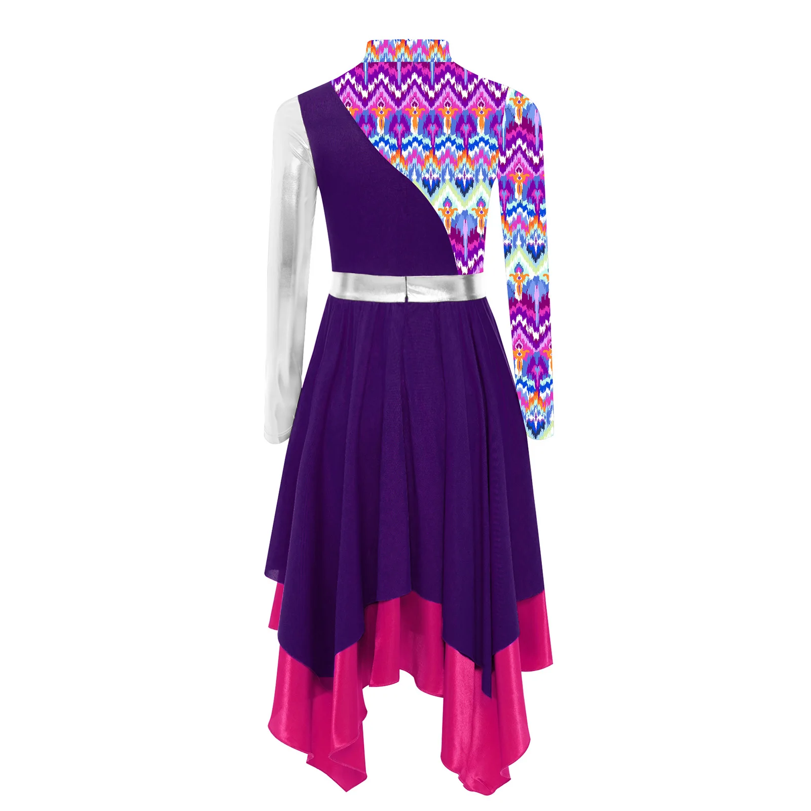 Robes de louange chrétienne liturgique pour filles, vêtements de danse lyrique de Ballet irrégulier imprimés, Costumes de spectacle de chorale d'église à manches longues