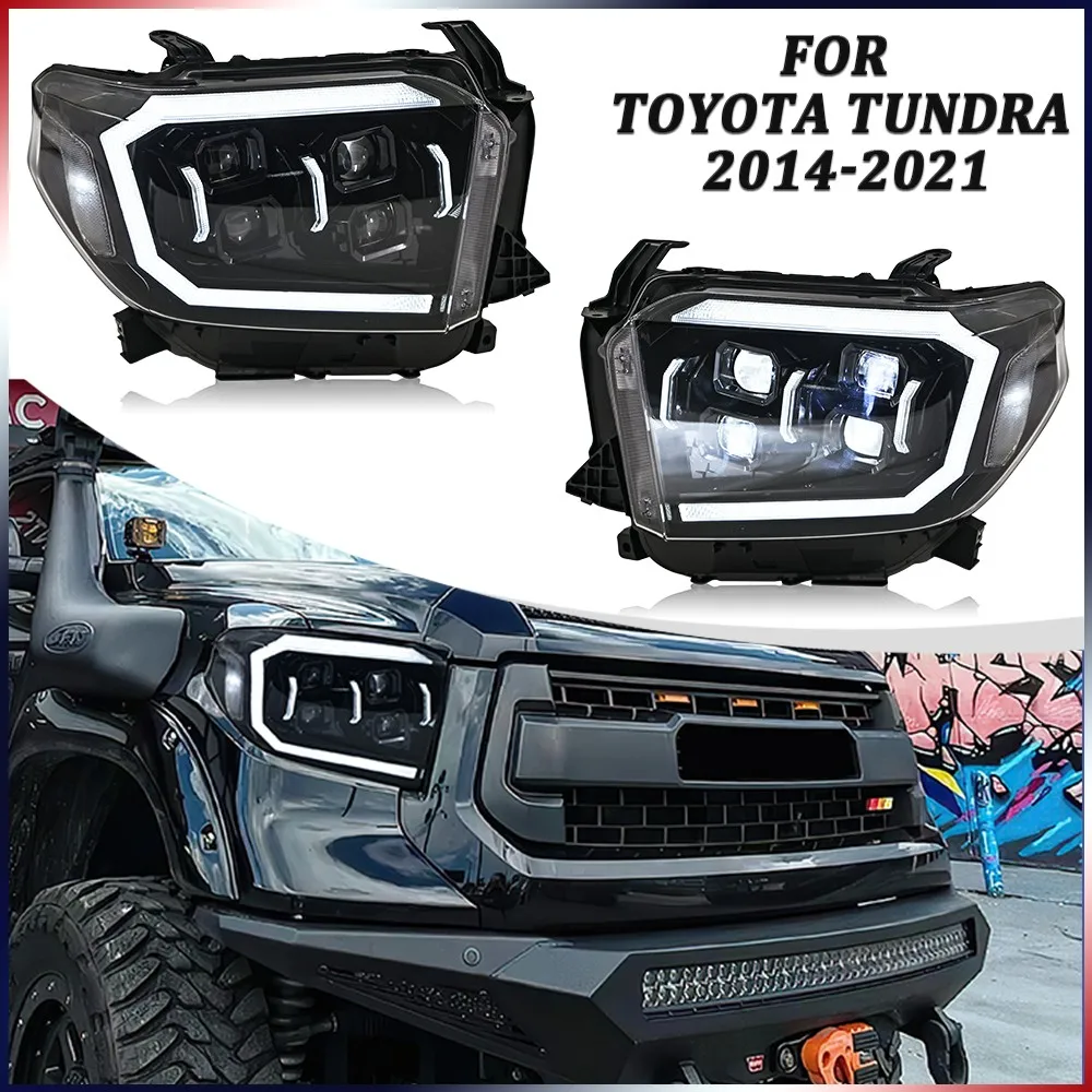 

1 комплект светодиодных фар проектора для Toyota Tundra 2014-2021, передняя фара в сборе, аксессуары для фар DRL