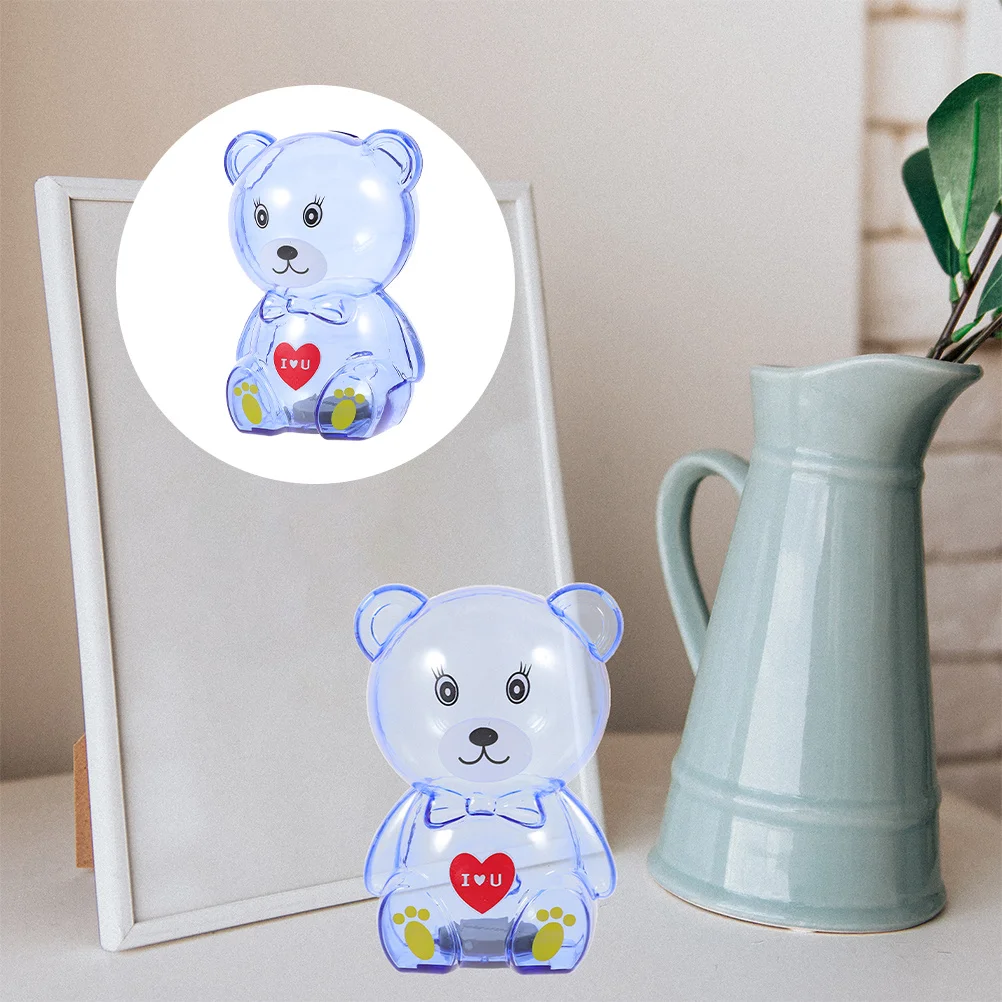 3pcs Transparent Bear Piggy Bank Cute Cartoon Saving Pot For Kids Girls Desktop Coin Container Unbreakable Money Jar Bedroom