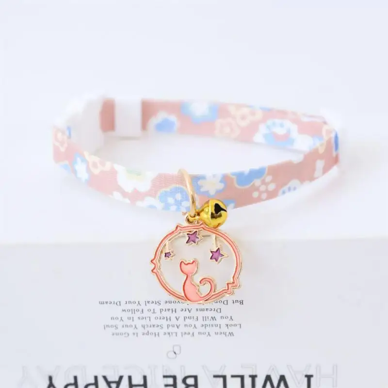 Colorful Adjustable Sweat Cute Cartoon Pet Collar With Pendants Starry Sky Color Soft Polyester Small Dog Cat Leads Decoration