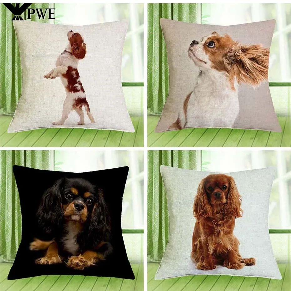 Cavalier King Charles Spaniel Printed Series Sofa Creative Cushion Cover Simple Pillowcase Home Decor Party