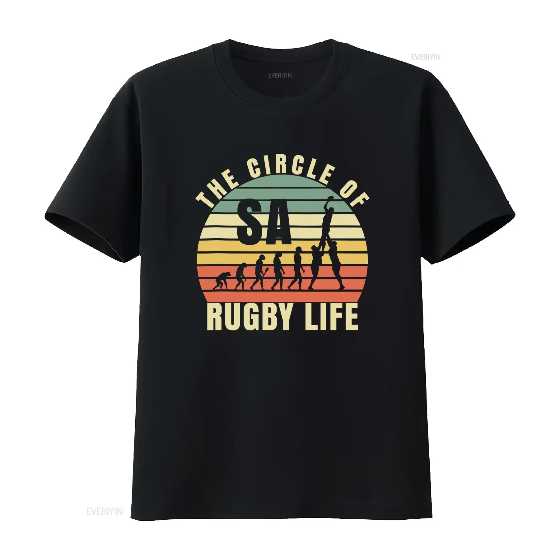 SA Rugby Life Vintage Retro Style T Shirt The Circle of Evolution Design vintage Washed Unisex designer clothes homme Stylish