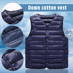 New Winter Men Down Cotton Vest Pocket Coat Sleeveless Puffer Vest Jacket Thin Warm Lightweight Down Jacket Waistcoat Unisex