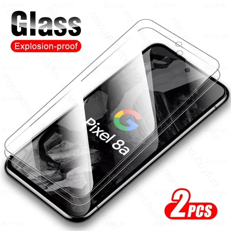 For Google Pixel 8a 5G Glass 2Pcs 9H Tempered Glass Full Cover Screen Protector On Googel Pixel8a Pixle 8 Pro 8Pro 7 6 7a 6a 5G