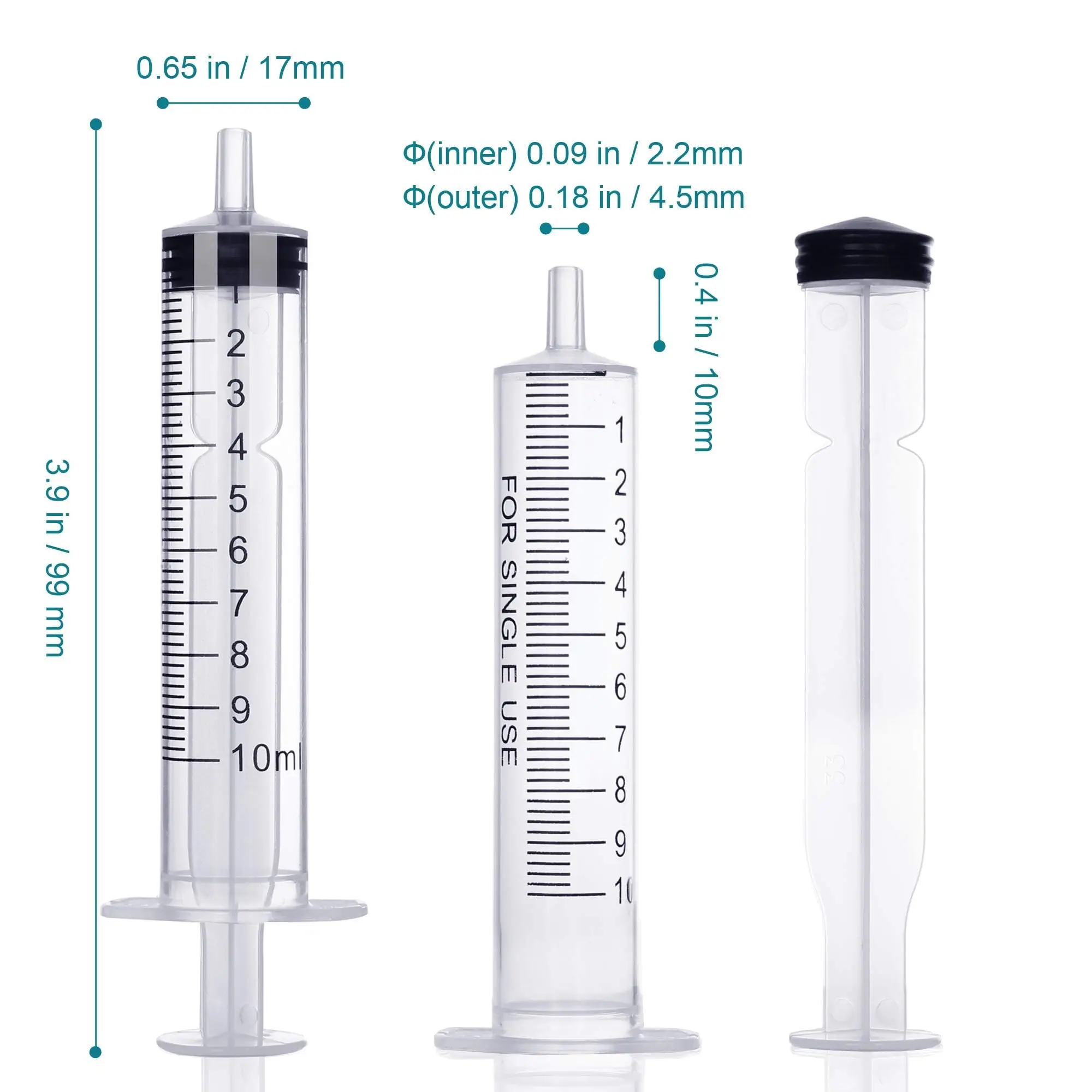 100PCS 10ml 10cc Plastic Luer Slip Syringe Without Needle Steriled Individually Packed for Lab Use,Measuring Liquid,Feeding Pets
