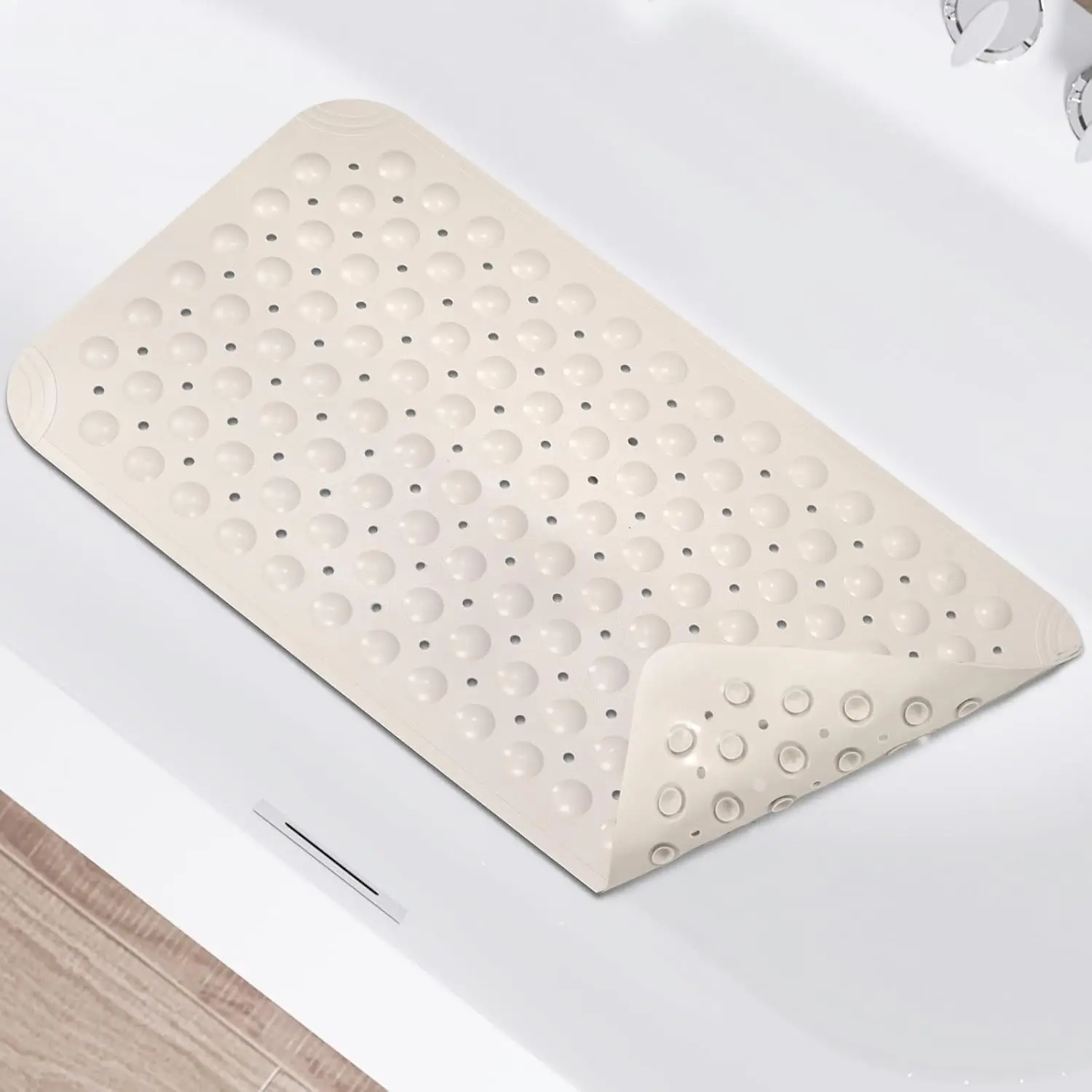 

Non-Slip Shower Mat, TPE Bathtub Mat with Suction Cups and Drain Holes, 15 x 27.5 Inch