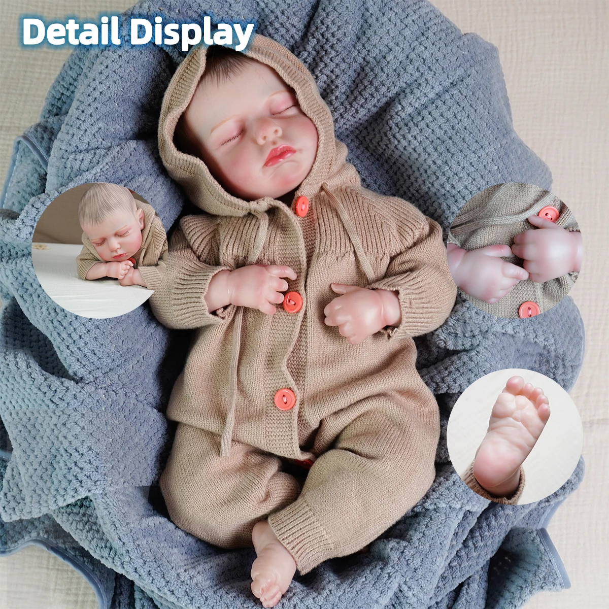 

JOYORA 50CM HUMANOID NEWBORN BABY SLEEPING DOLL ROOTING HAIR HANDMADE 3D SKIN VISIBLE VEINS CUTE LUCKY SUITABLE FOR COLLECTING