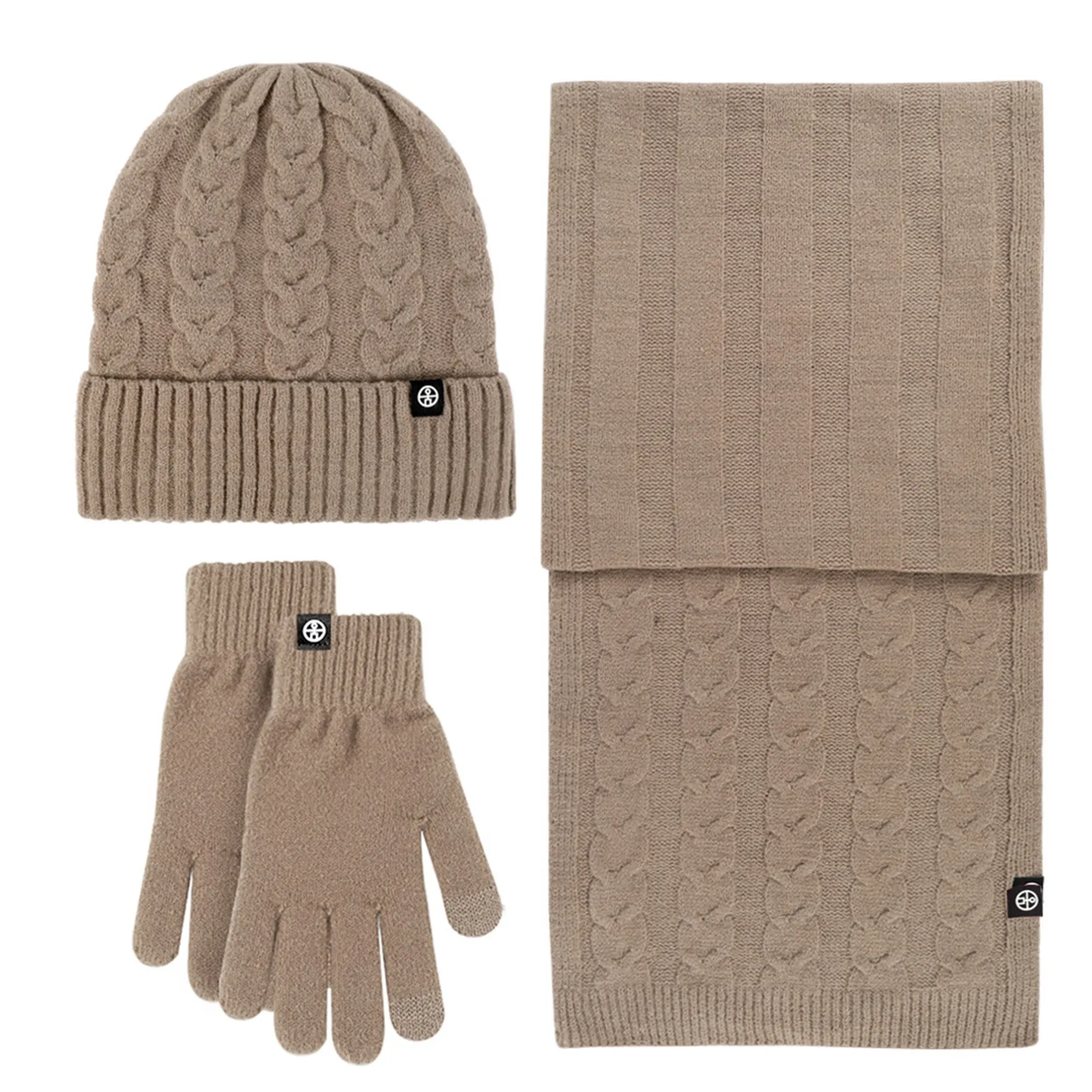 Mütze, Schal, Handschuhe, 3-teilig, für Erwachsene, warme Mütze, Schal, 3-teiliges Set, Winter, Outdoor, Reiten, Strickmütze, Schal, Handschuhe, 3-teiliges Set