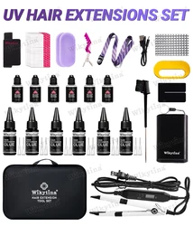 UV Hair Extension glue kit V Light Technology Hair Extension Tools KIT SET Wig Human Hair Piece salon Fast Grafting connnect