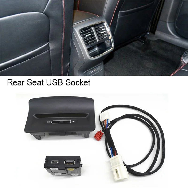 1 Set Rear Seat USB Socket Armerst USB Adapter For Skoda Kodiaq Karoq 5QD035726L