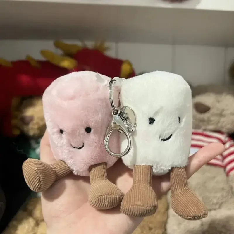 NOVITÀ - Portachiavi in peluche Potdemiel a forma di gatto, bicolore, morbido e carino, accessorio per borsa, bambola in peluche, regalo per le vacanze