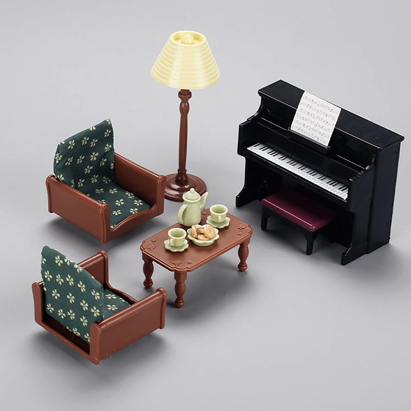 1:12 Mini Simulated Piano Sofa Living Room Miniature Scene Dollhouse European Furniture Decorative Doll House Accessories Model