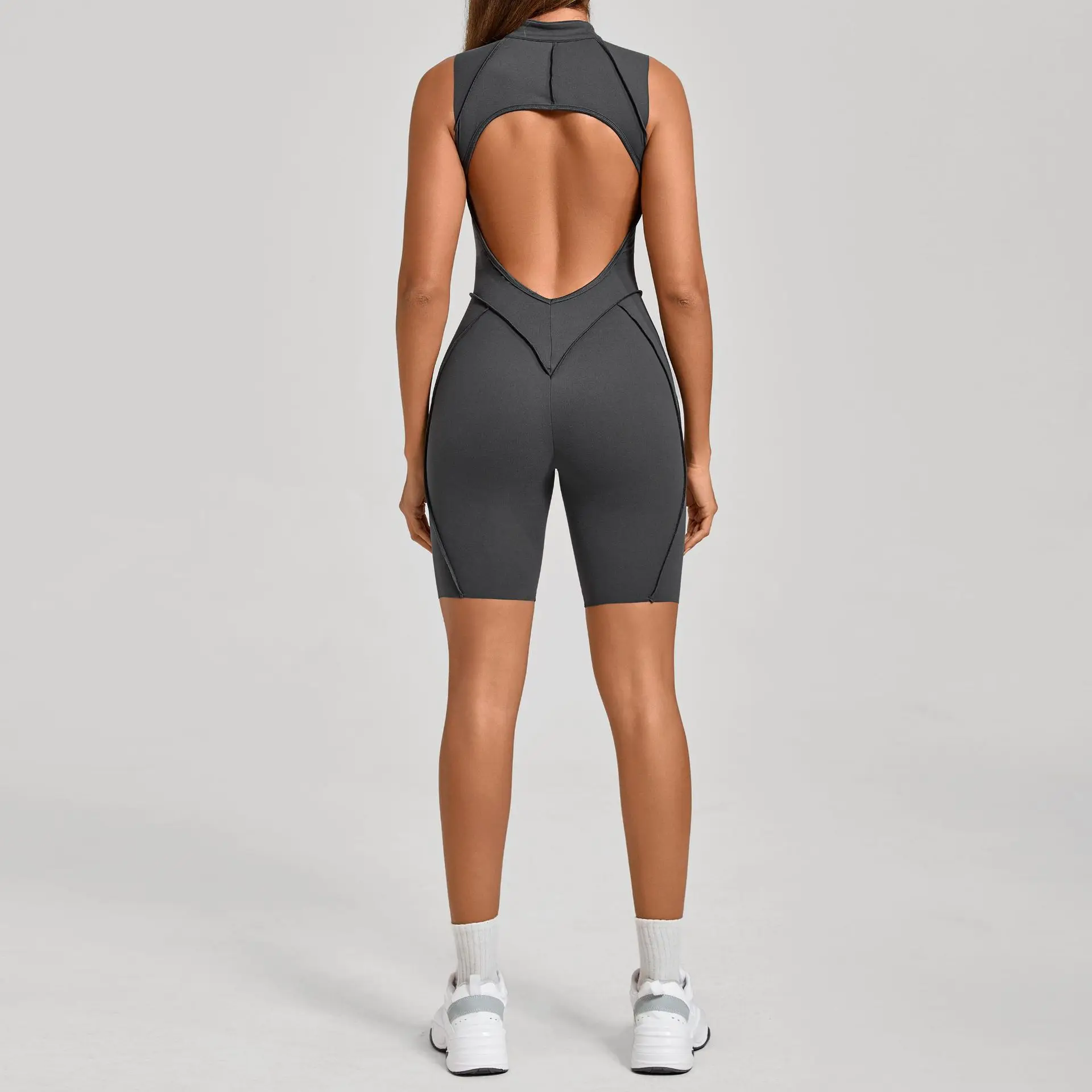 Summer Zipper Jumpsuits Short Sleeve Yoga Bodysuit Women's Yoga Set Gym Tracksuit Push-up Workout Clothes Dance Fitness Bodysuit - Image 5