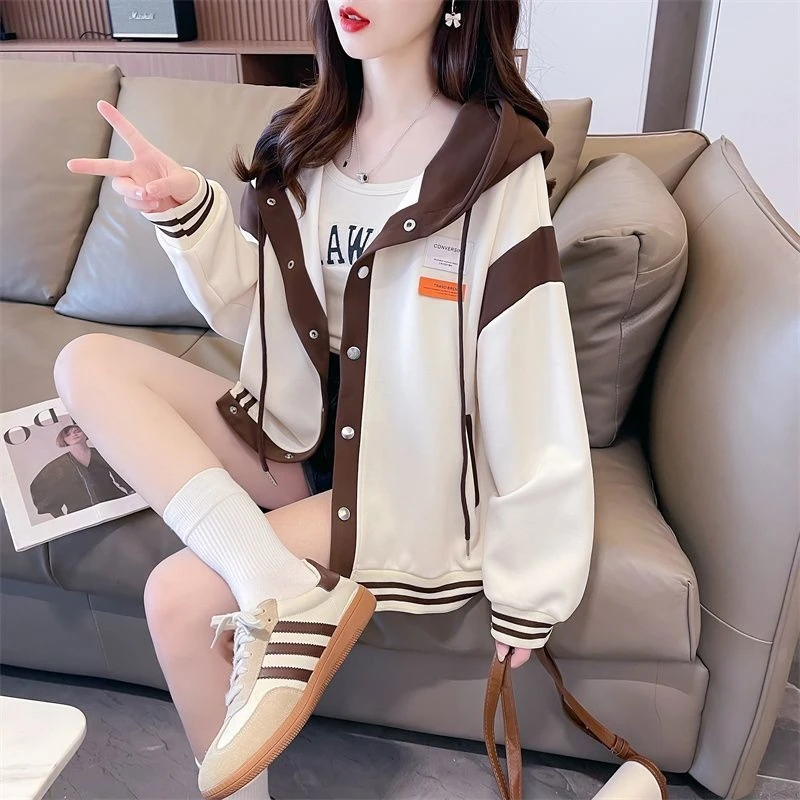 Mulher com capuz topos botão algodão casual na promoção y2k japonês streetwear barato 2000s emenda hoodies moletom para mulher