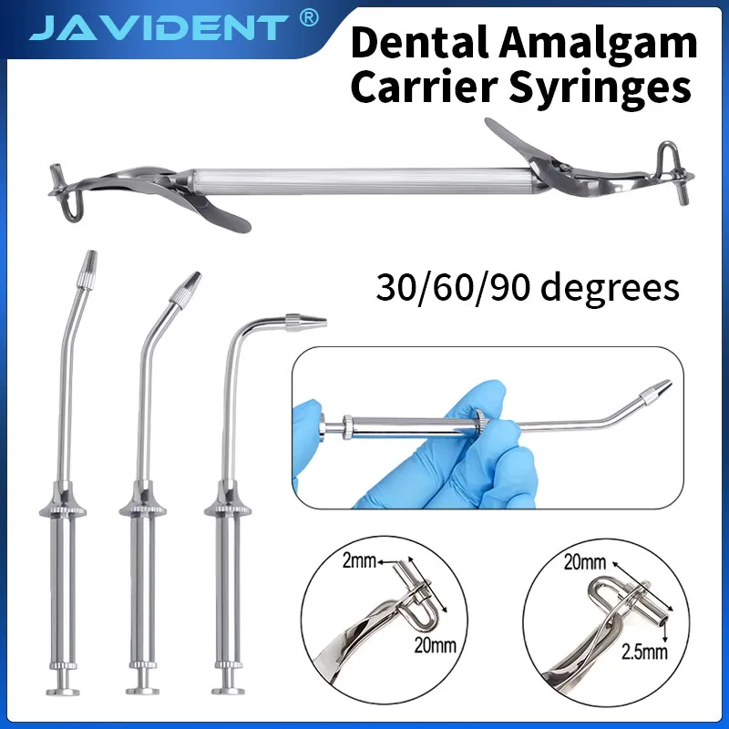 1Pcs  Dental Amalgam Carrier Syringes Curved Tip Restorative Cavity Filling Dentistry Lab Instrument Delivery Tools Accessories