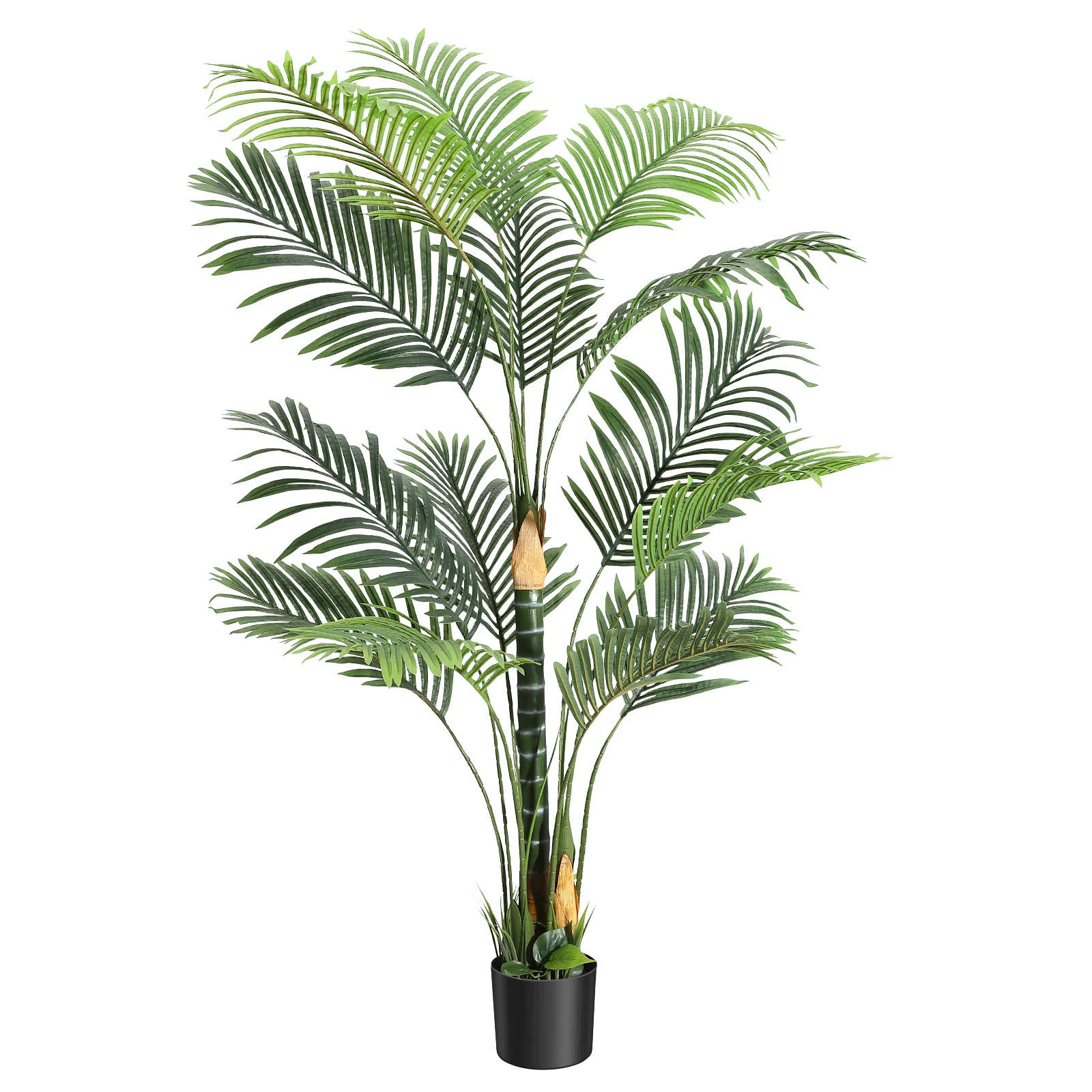 Artificial Palm Tree,6FT Golden Cane Palm Artificial Tree UV Resistant Fake Plant in Pot for Home Office Living Room Decor