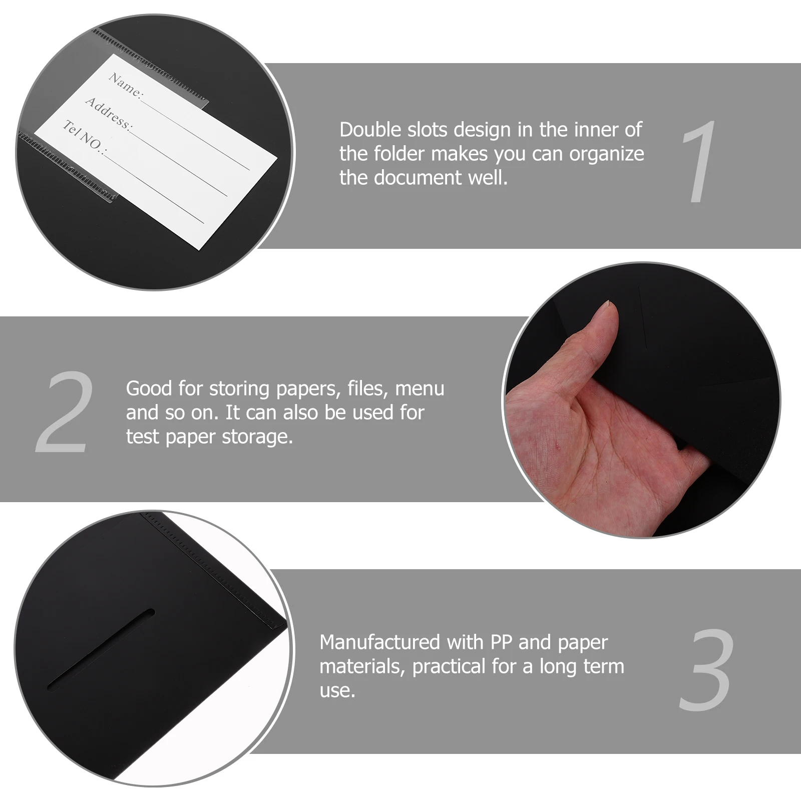 Cartella portadocumenti in plastica da 2 pezzi Cartella portadocumenti in materiale carta PP per organizer per forniture di archiviazione di file per ufficio, casa, ristorante