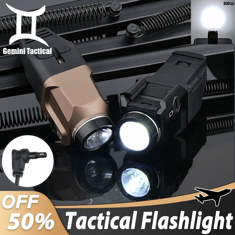 

WADSN Tactical Metal Mini Flashlight 800lumens White Strobe Light Dual Function Switch Hunting Weapon Lamp Hunting Accessories