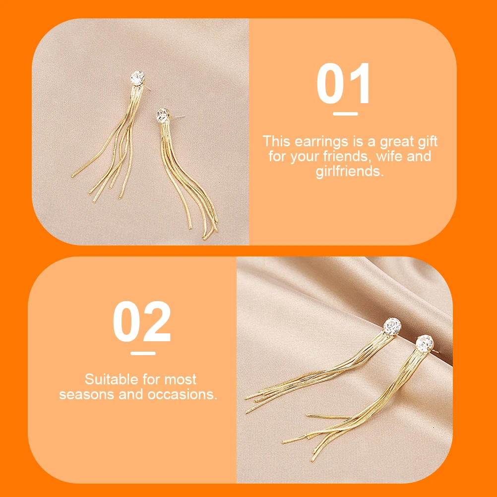 

Rhinestone Snake Chain Drop Earrings Dangle Pendant Tassel for Women Ladies Gift Idea Accessories Popular Jewelry Trendy