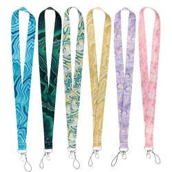 FI4  Rope Strap Novel Keychain Neck Lanyard For Keys Butterfly Flowers Long Phone USB Hanging Ornaments Anti-Lost Hang Rope