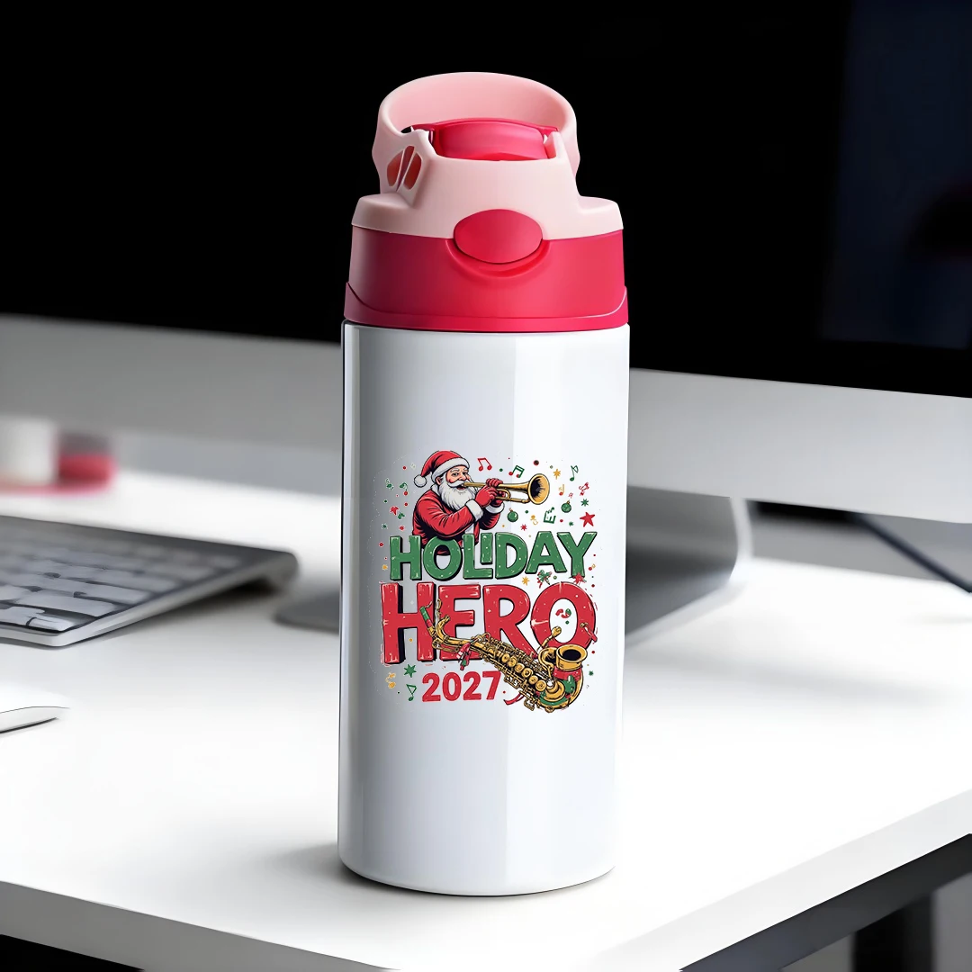 

304 Stainless Steel Insulated Cup Cartoon Santa Claus Straw Cup Kids Water Bottle Gift Holiday Essential HOLIDAY HERO 2027 Edit