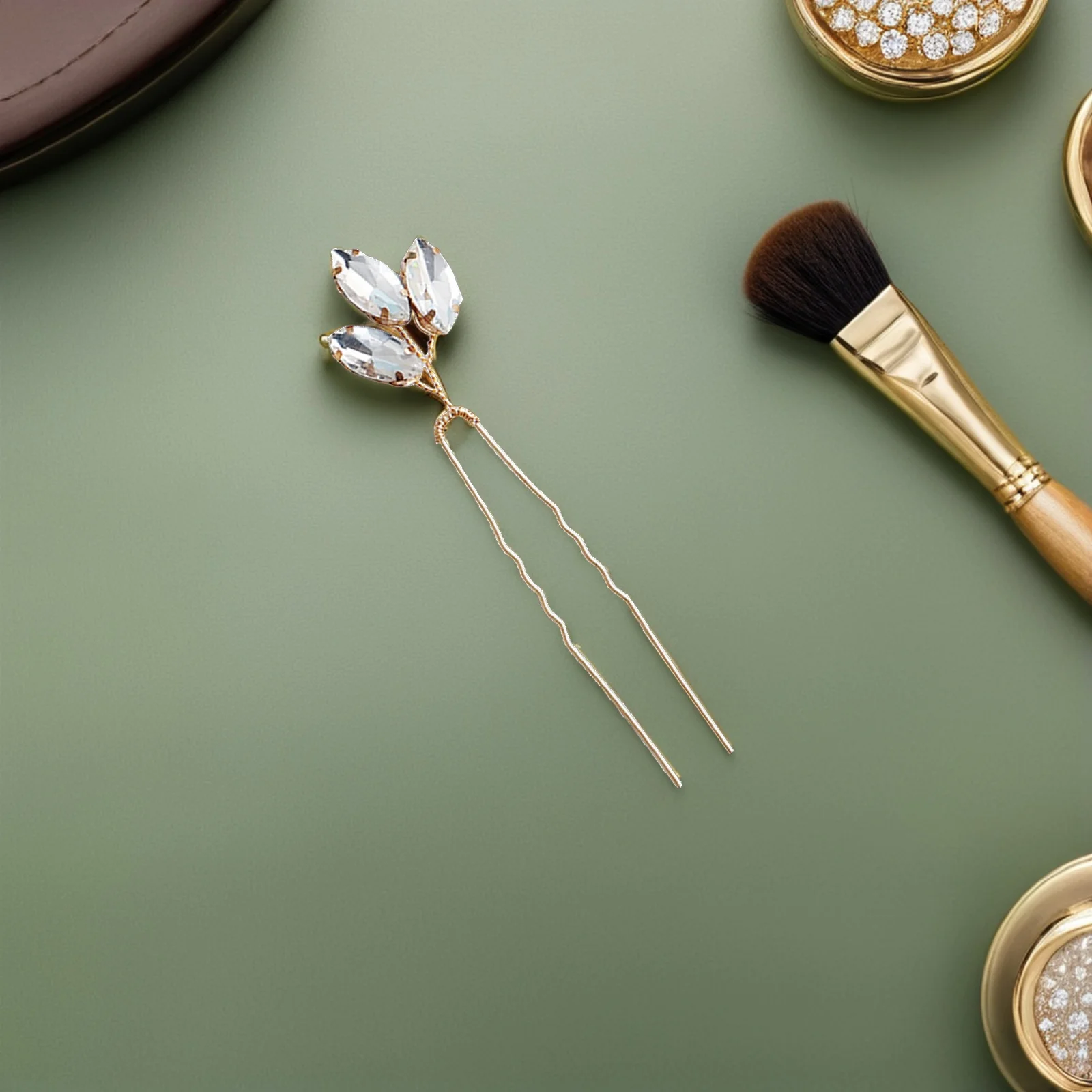 

6pcs Alloy Leaf Rhinestone Hairpins Crystal Hair Clip For Women Wedding Bridal Party Updo Headdress Hair Styling Tool Accessory