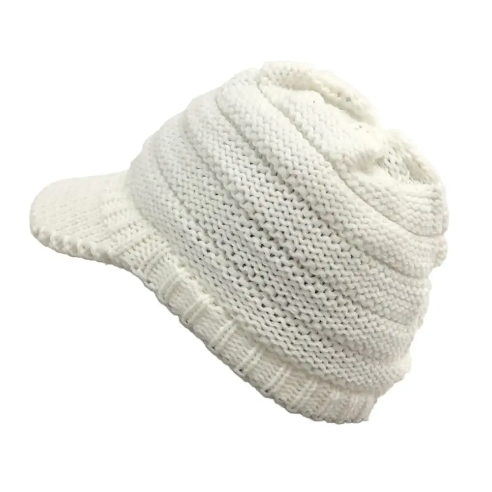 New Solid Casual Beanies Winter Stitching Knit Beanie Cap Crochet Keep Warm Plush Hats Women