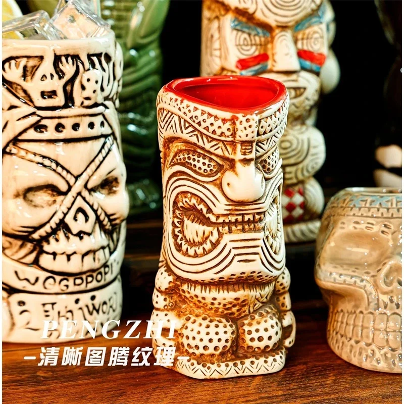 Vintage Hawaiian Tiki Zombie Skull Ceramic Cocktail Mug For Tropical Party Home Bar Centerpiece For Adults Halloween Gift - view 2