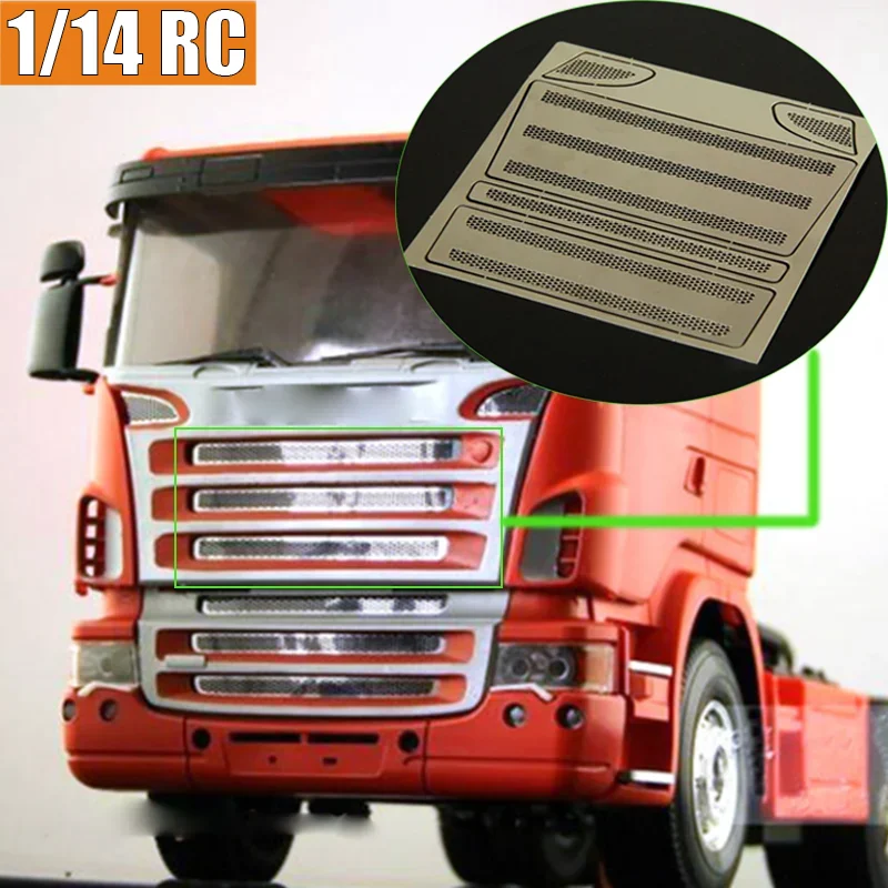 Simulation 1/14 Metal Front Grille Metal Mesh for Tamiya RC Truck SCANIA R620 R470 56318 56327 56323 Car