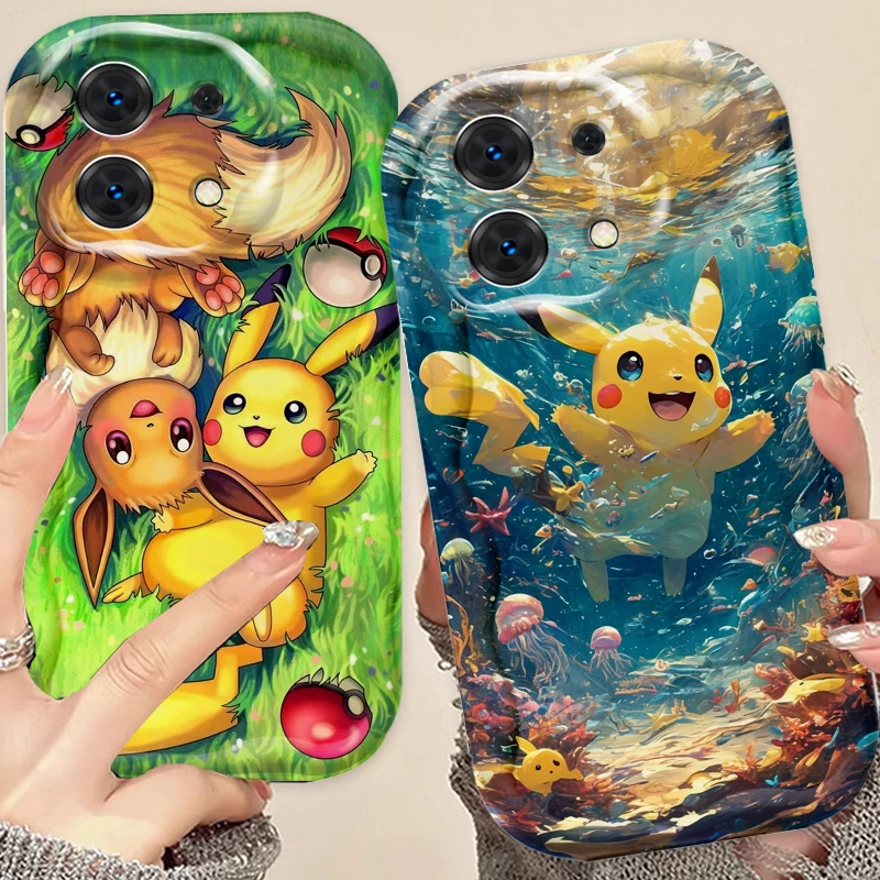 P-Poke M-Mon P-Pikachu Cute For Xiaomi Redmi Note 13 12 12S 11S 11 10 9 8 10A 9C 9T Pro Plus 5G Wave Oil Funda Phone Case