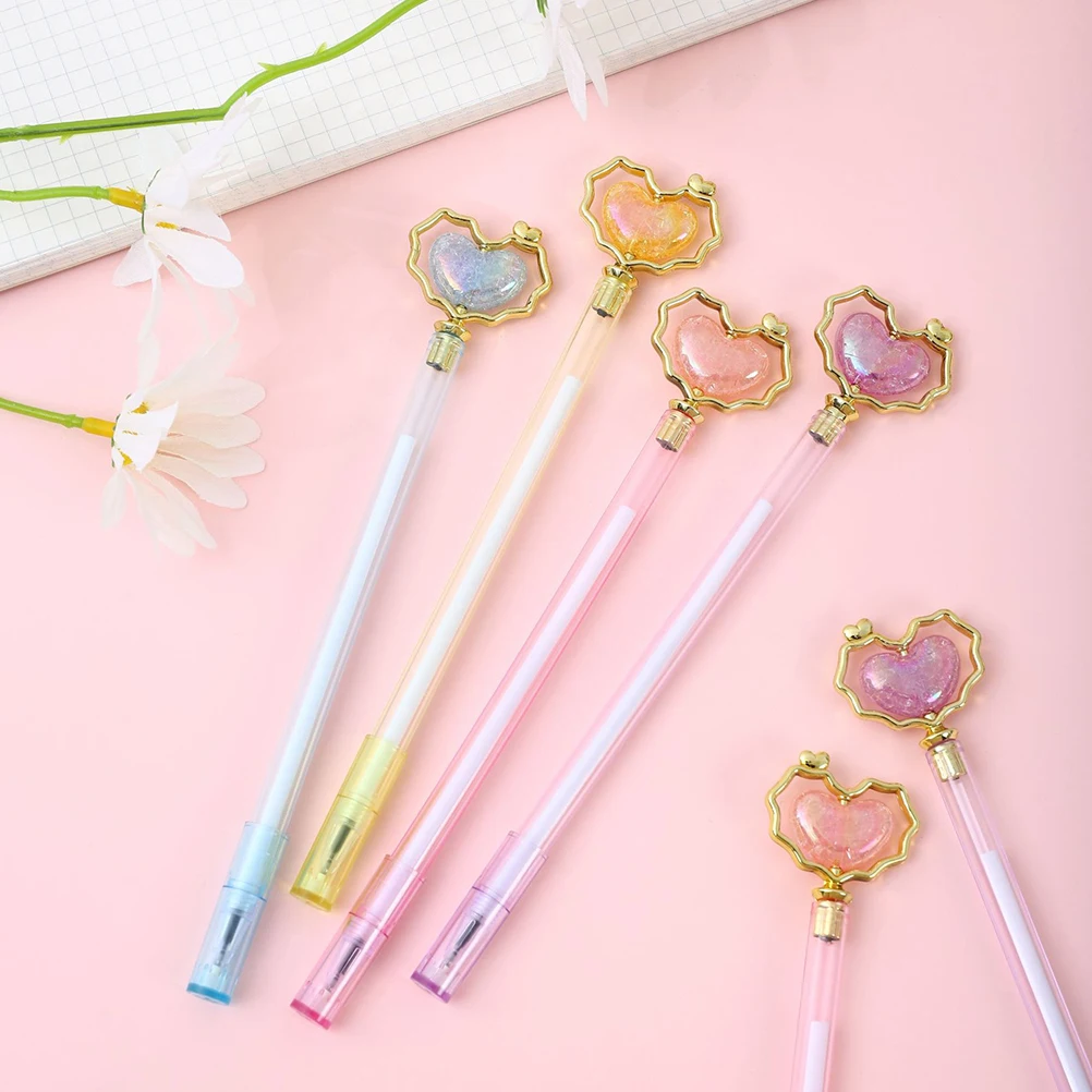 

10pcs Gel Pens Heart Shape Smooth Writing Pens Student Signature Office Home Use Adorable Lovely Universal Plastic Prizes