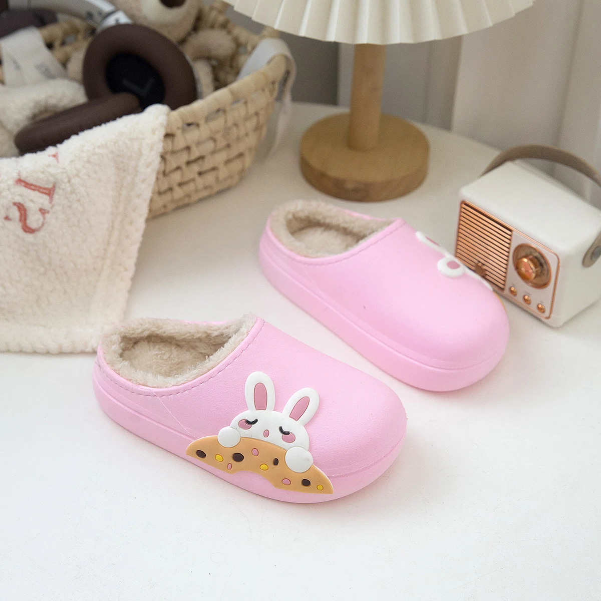 

Dinosaur Children's Spring and Autumn Slippers New Baby Cute Cartoon Boys and Girls' Home Cotton Shoes
