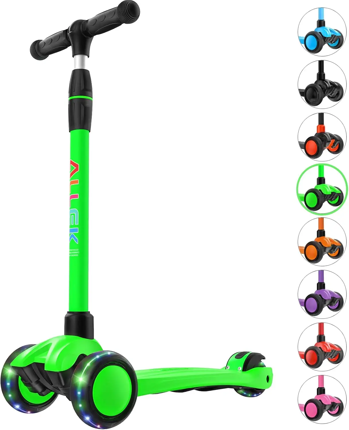 Kick Scooter B03, Lean 'N Glide 3-Wheeled Push Scooter with Extra Wide PU Light-Up Wheels, Any Height Adjustable Handlebar and S