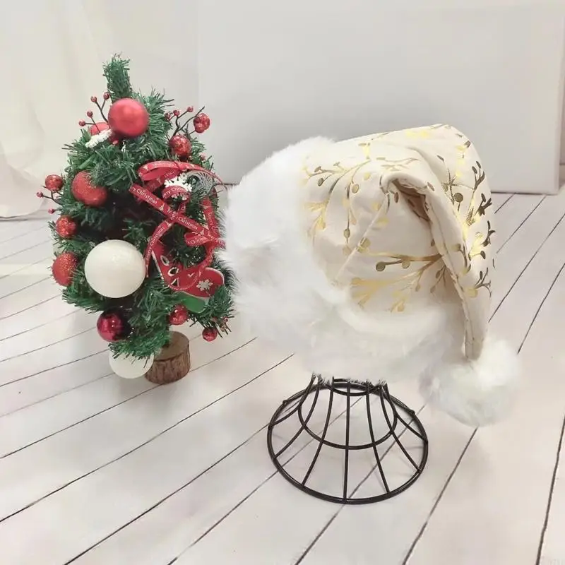 N7YF kerst vergulden patroon hoed unisex volwassen kinderen kerstmas kerstvakantie hoed voor feestelijke feestnieuwjaar