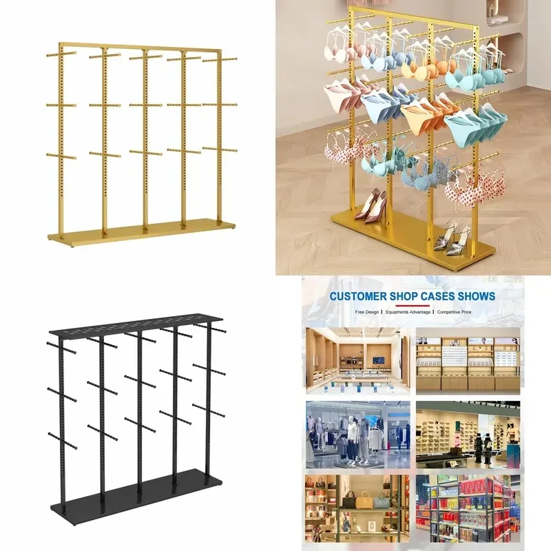 Gold Metal Frame Underwear Display Stand for Retail Store Fixtures Seamless Bra Shop Showcase