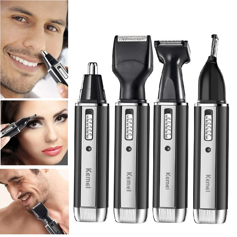 

Keme 4в1 перезаряжаемый триммер для волос в носу для мужчин и женщин, удаление волос на лице и теле, бритва для бороды, триммер для бровей, очиститель для ушей