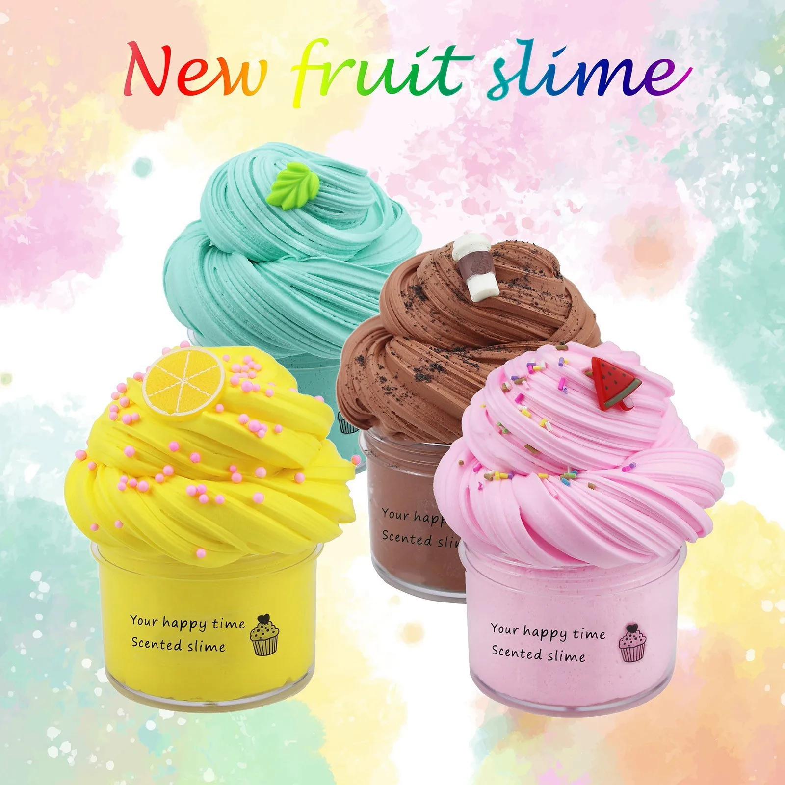 Diy Rainbow Fruit Children'S Toy Mud Aromatherapy Anti-Stress Butter Mud No Sediment Color Clay Toy Toy Intellectual Education