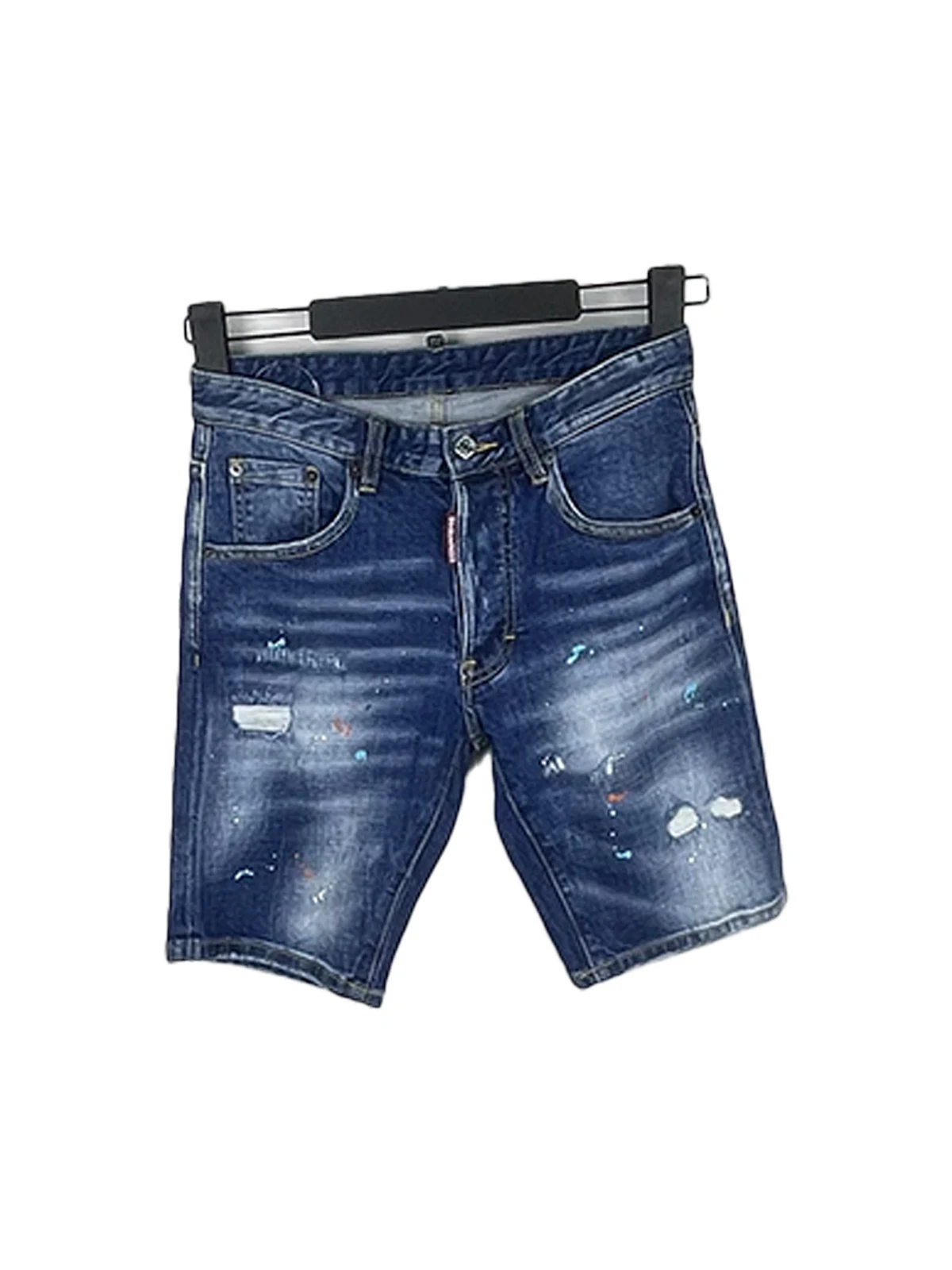 

2024 Spring/Summer New D2 Jeans Trendy Men's Water Washed Worn Hole Patch Small Feet Blue Denim Shorts Men