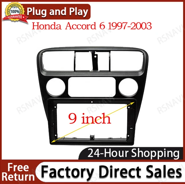 9inch Car Radio Facia for Honda Accord 6 1997 1998 1999 2000 2001 2002 2003 Special Dash Trim Kit DVD Frame Panel Car Refitting