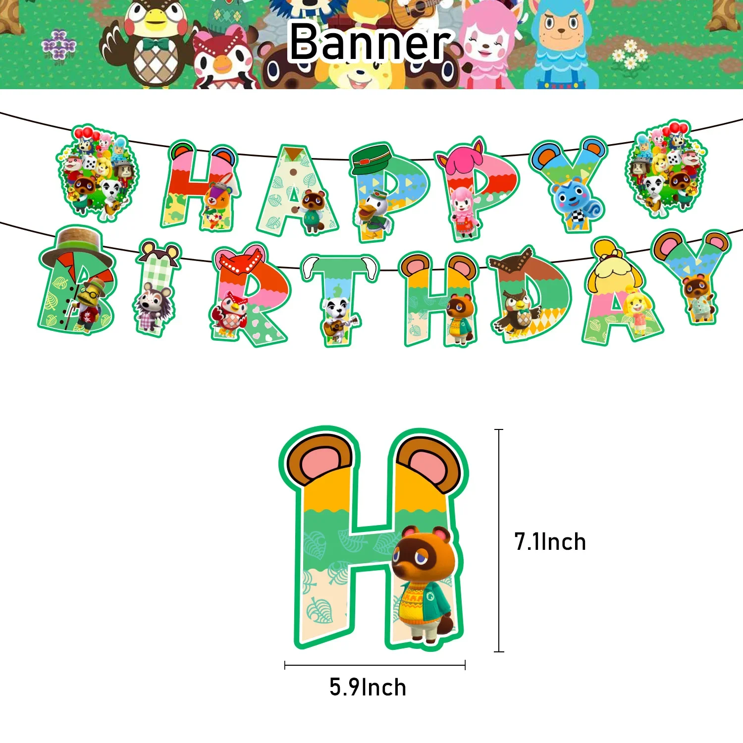 Cartoon Animal Crossing Theme DIY Balloons Party Supplies Birthday Banner Latex Balloon Decoration Cake Supplies Kid Girl gift