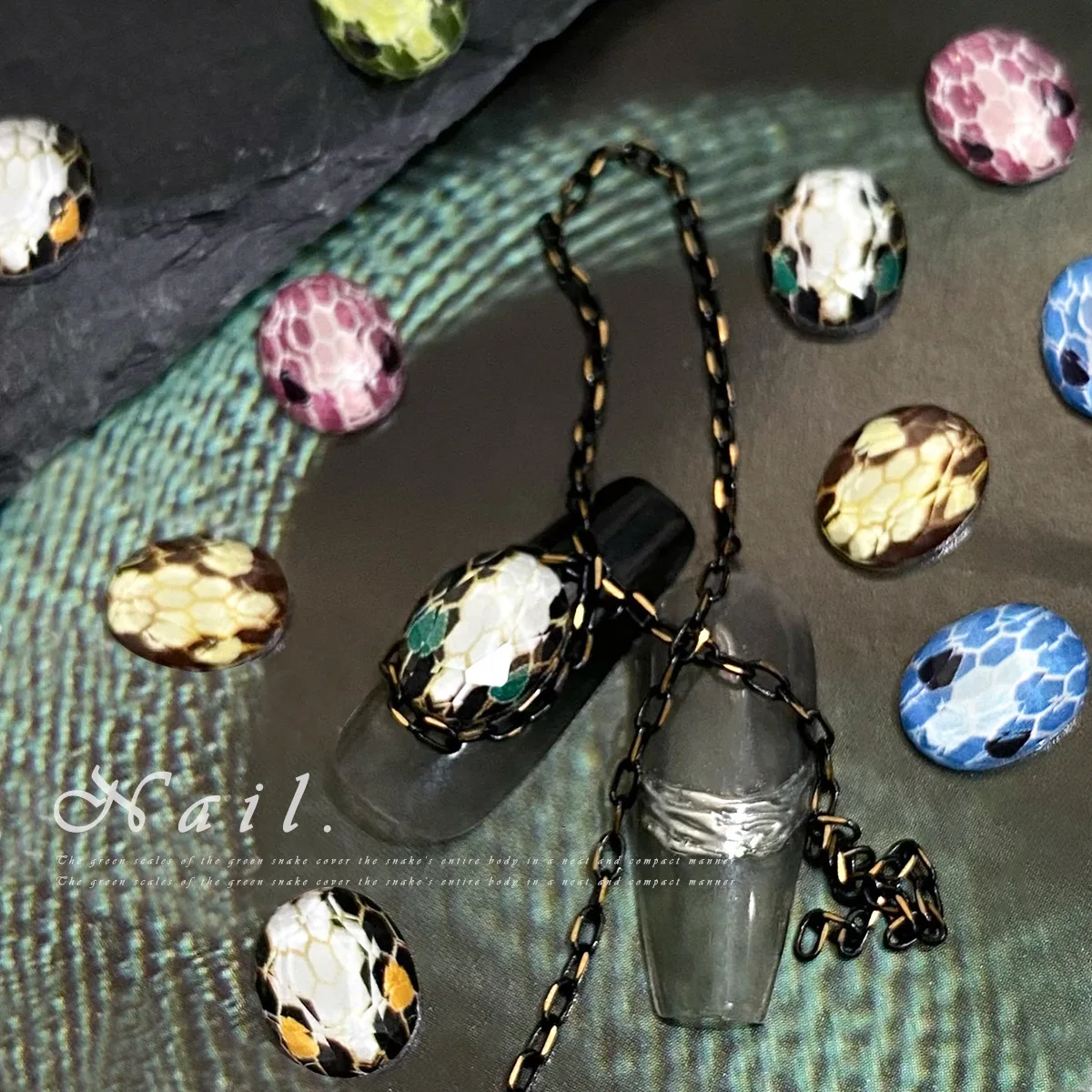 20 قطعة رأس الأفعى الملونة رسومات أظافر السحر الراتنج حجر الراين مسمار الديكور 8*10 مللي متر البيضاوي شقة القاع الثعابين رسومات أظافر اكسسوارات #4