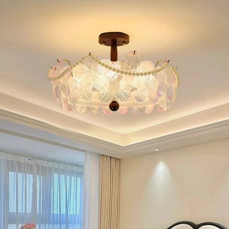 Mid Ancient Style Crystal Glass Ceiling Lamps French Eye Protection Master Bedroom Light Luxury Romantic Living Room Restaurant