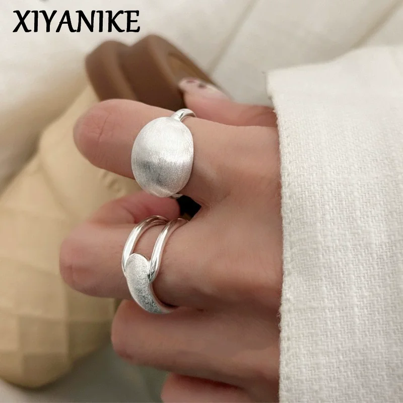 XIYANIKE Brushed Geometry Adjustable Rings For Women Classic Minimalist Fashion New Jewelry Gift Party Wholesale Anillos