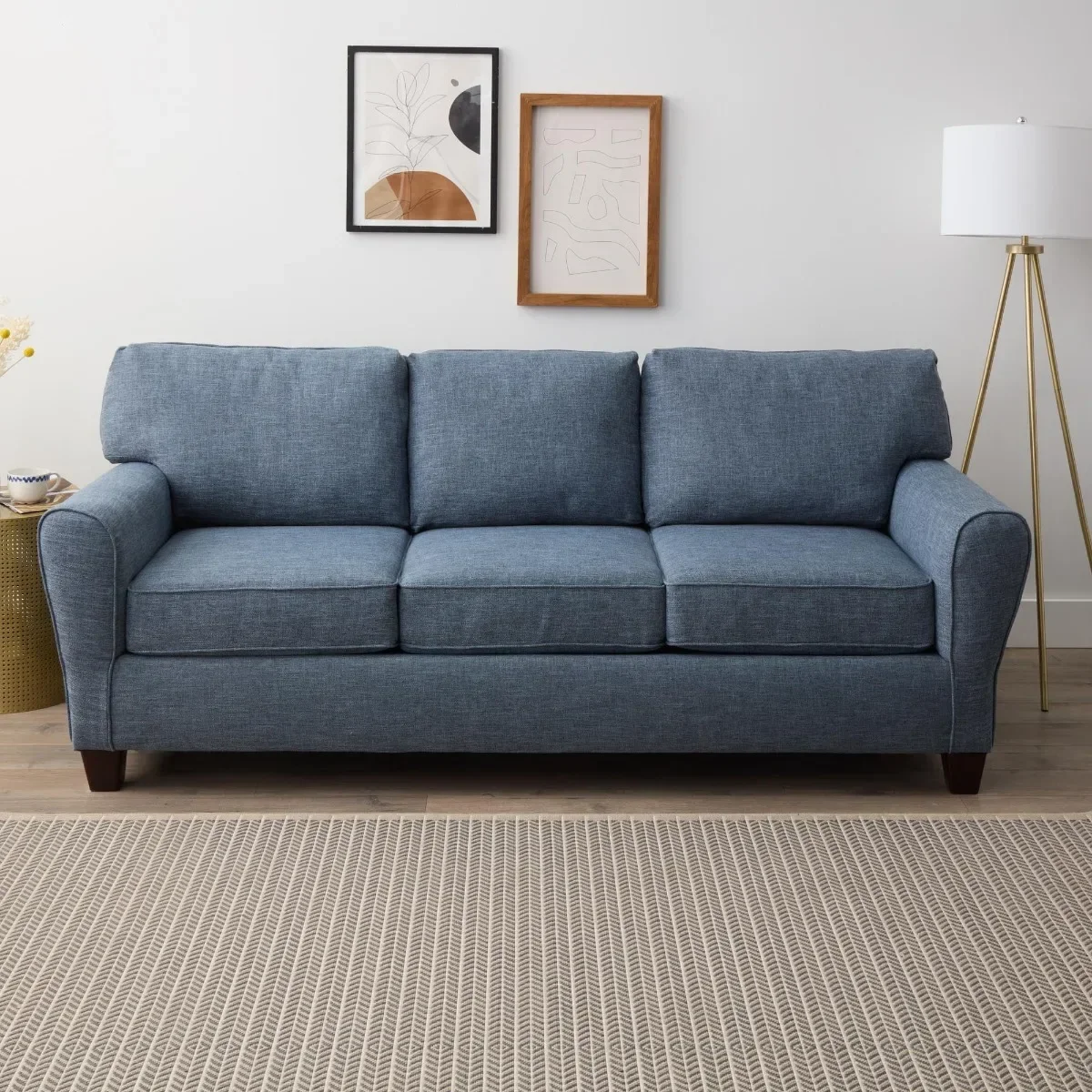 Rolled Arm Fabric Sofa, Navy