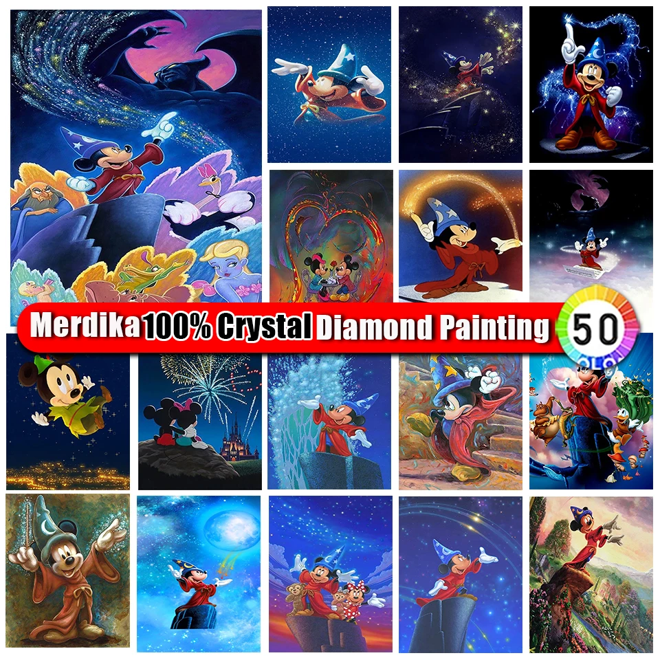 

100% Crystal Diamond Painting Mickey Mouse Full Drill Mosaic Diamond Embroidery Cartoon Disney Rhinestone Pictures Home Decor