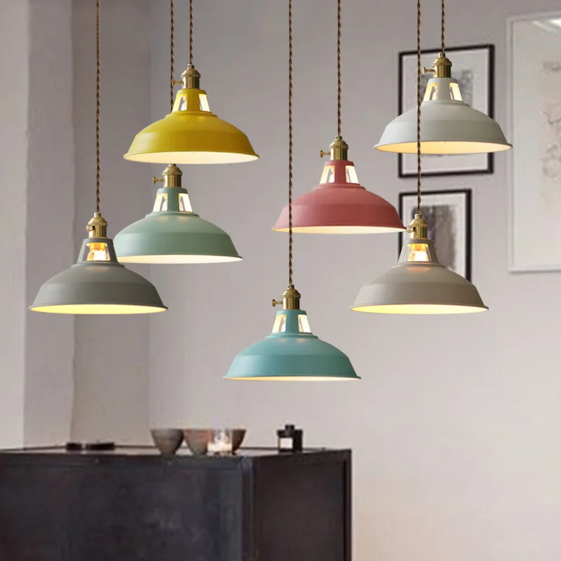 Industrial Retro Pendant Lights E27 Colorful Kitchen Restaurant Coffee Shop Ceiling Hanging Lamp Dream Home Decor Droplight