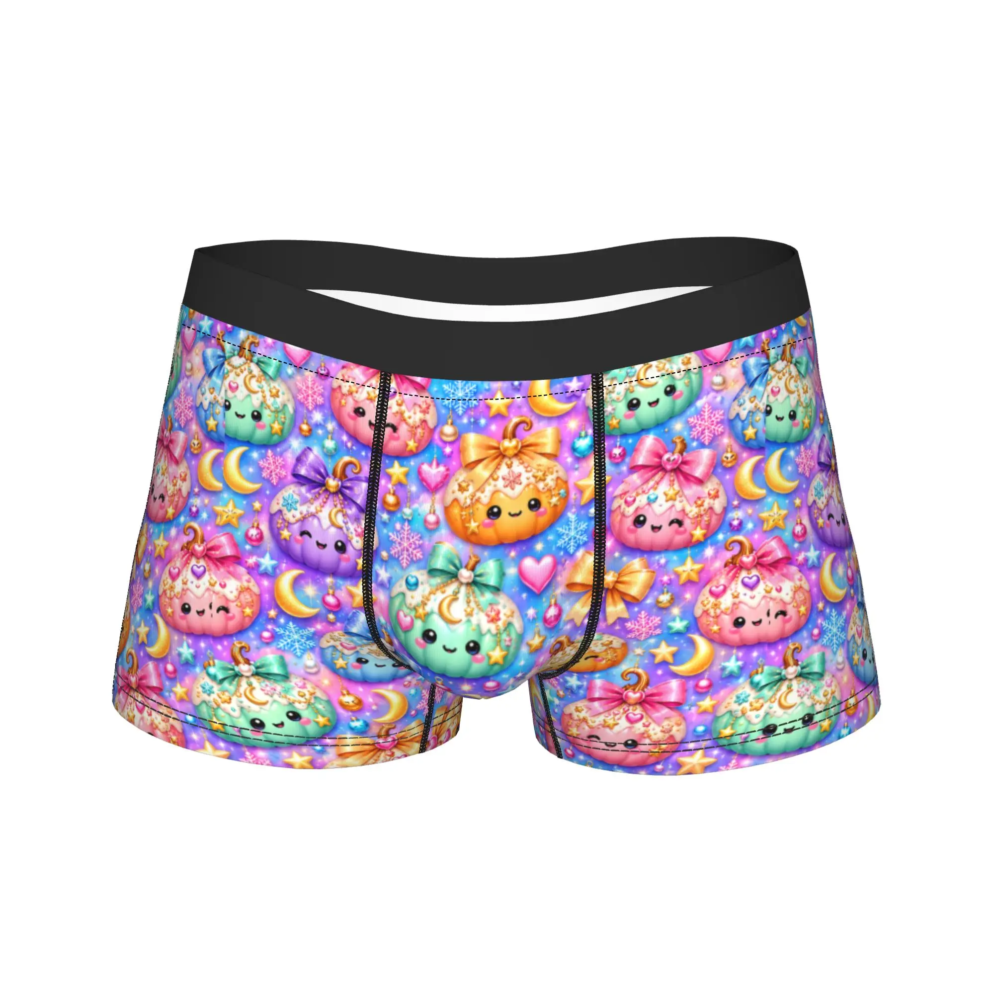 Sparkle Halloween Pumpkin Boxer Shorts  3D Pouch Underwear Quality Printing Shorts Briefs Funny Men's Panties Big Size 2XL