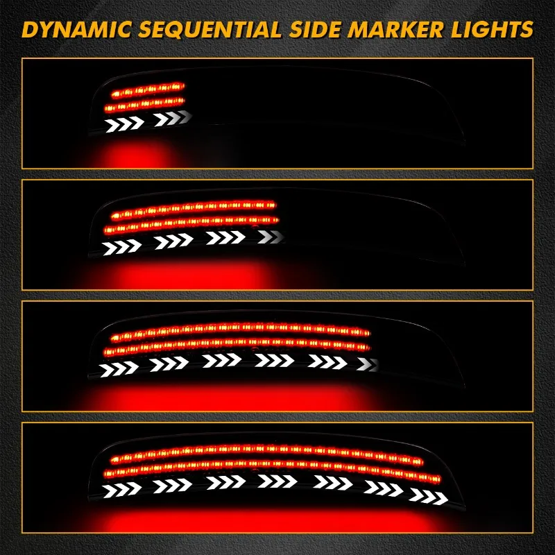 2pcs รมควันเลนส์รถด้านหน้า/ด้านหลัง LED Side MARKER Light สําหรับ Chrysler 300 300S 300C 2015-2023 แบบไดนามิกสีขาว/Amber/สีแดง