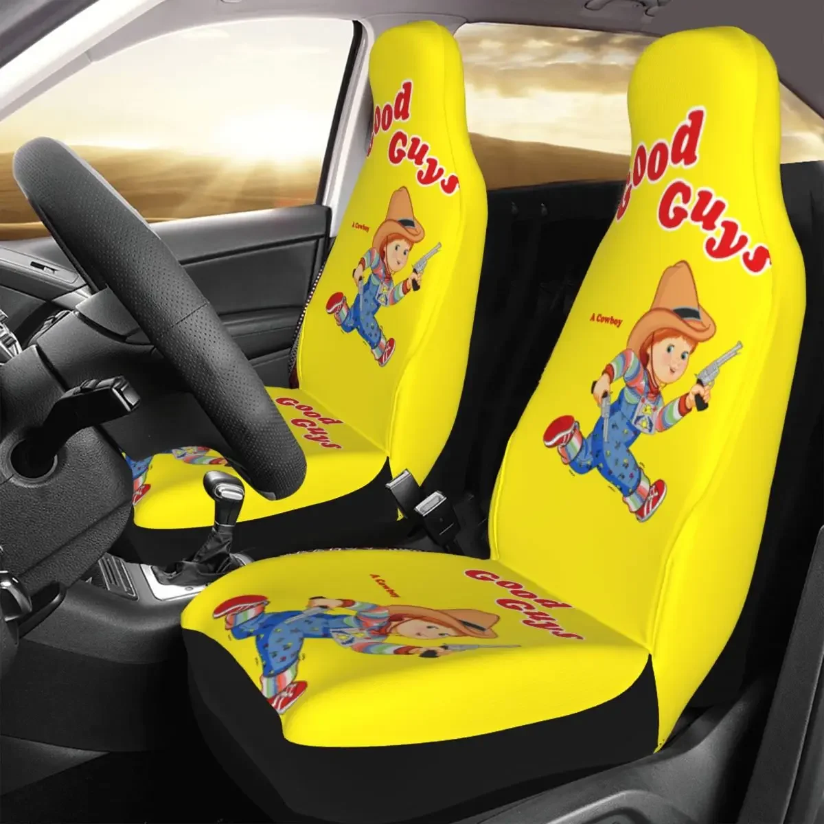 Good Guys Cowboy Car Seat Covers Universal Fit for Cars Trucks SUV Child's Play Chucky Bucket Seats Protector Covers Women