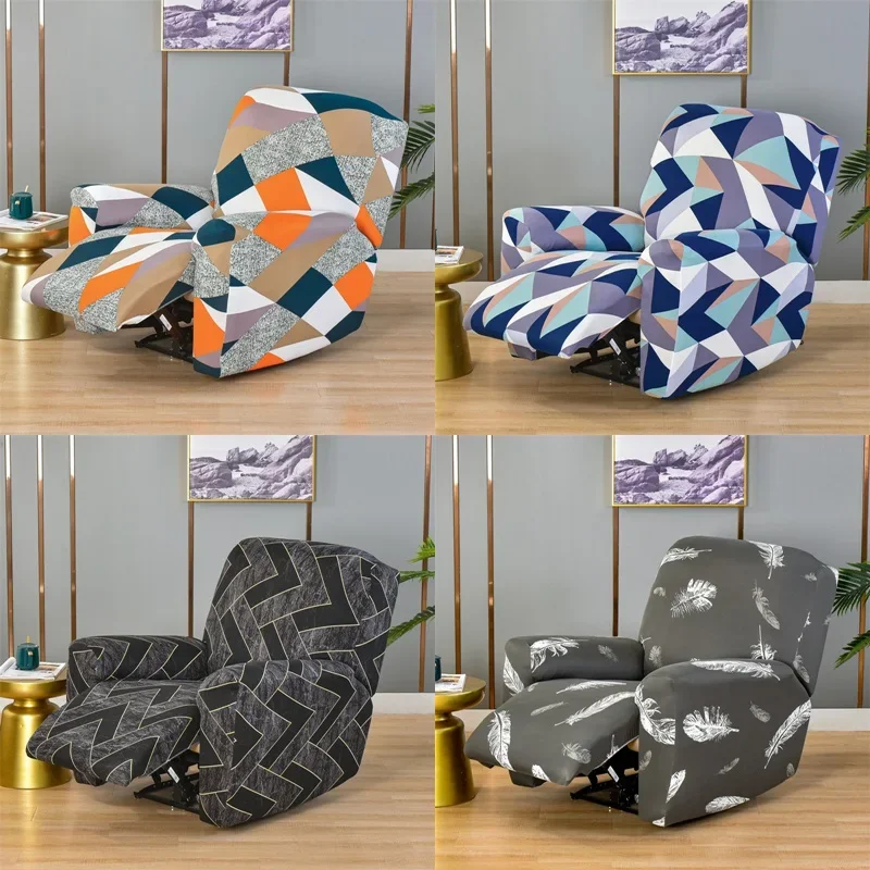 Lazy Boy Relax Recliner Sofa Cover Geometric Printed Single Armchair Slipcover for Living Room Floral Anti Dirty Couch Cover